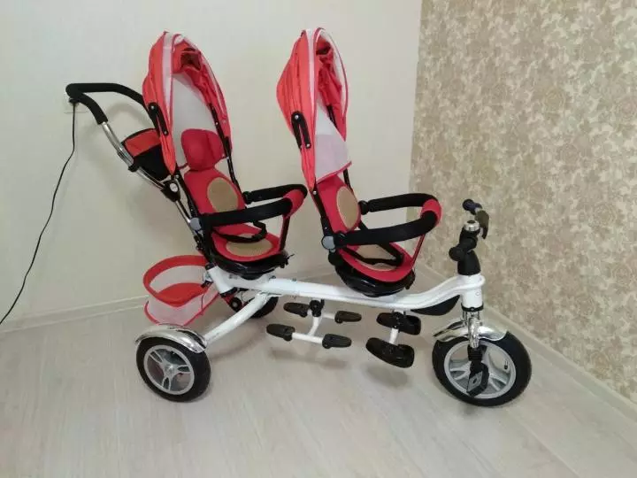 Fahrrad für Zwillinge: Doppeltrycle von Kindern mit Twins-Griff, Models mit zwei Stühlen für Kinder verschiedener Altersgruppen 8505_26