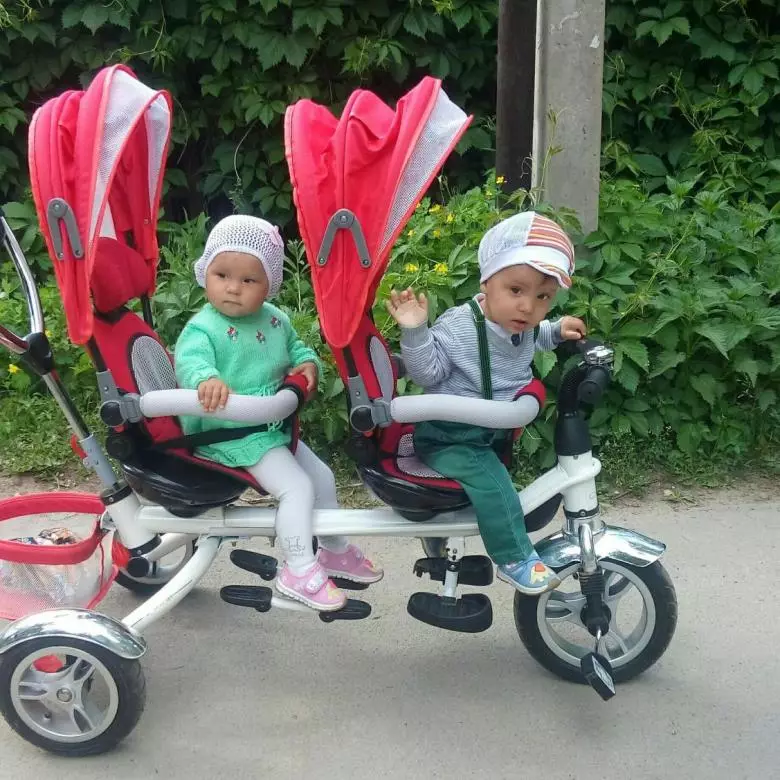 Fahrrad für Zwillinge: Doppeltrycle von Kindern mit Twins-Griff, Models mit zwei Stühlen für Kinder verschiedener Altersgruppen 8505_3