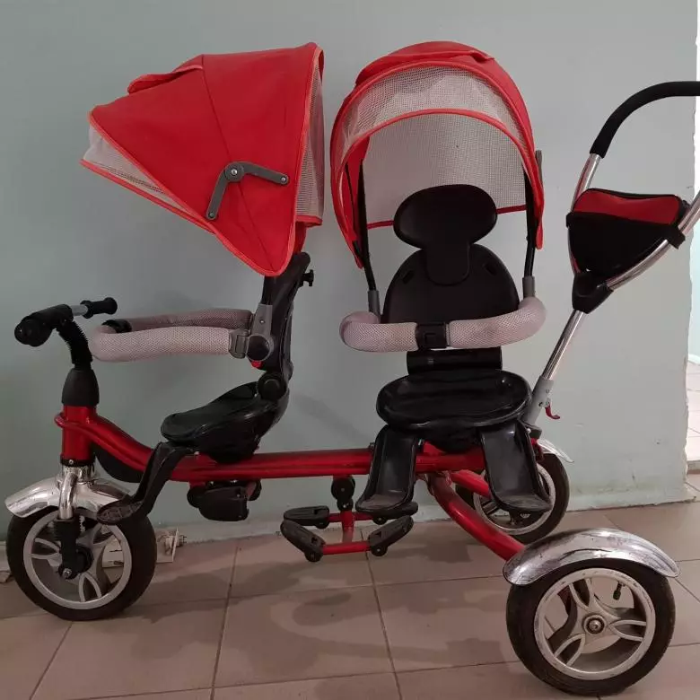 Fahrrad für Zwillinge: Doppeltrycle von Kindern mit Twins-Griff, Models mit zwei Stühlen für Kinder verschiedener Altersgruppen 8505_34