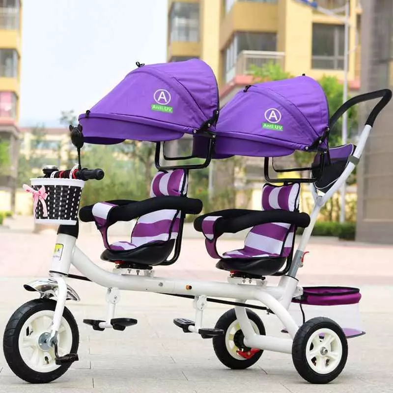 Fahrrad für Zwillinge: Doppeltrycle von Kindern mit Twins-Griff, Models mit zwei Stühlen für Kinder verschiedener Altersgruppen 8505_7