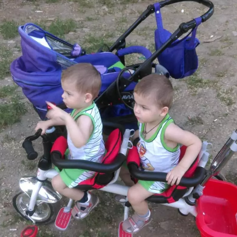Fahrrad für Zwillinge: Doppeltrycle von Kindern mit Twins-Griff, Models mit zwei Stühlen für Kinder verschiedener Altersgruppen 8505_8