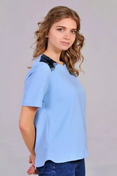 Сината блуза (52 фотографии): Што да носат женски блузи сини 855_32