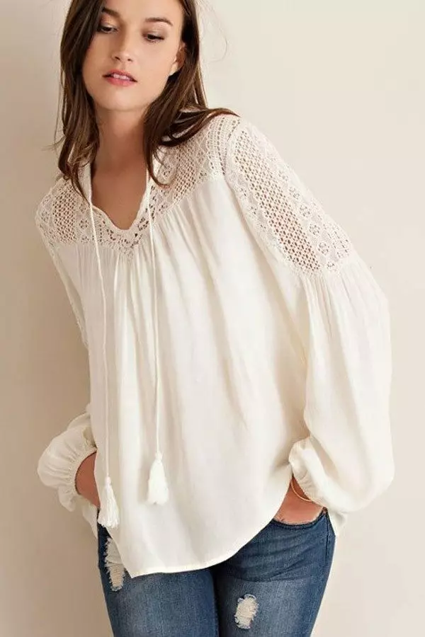 Flouse-boer (71 foto's): wat te dragen een blouse in boer, rustieke stijl 856_12
