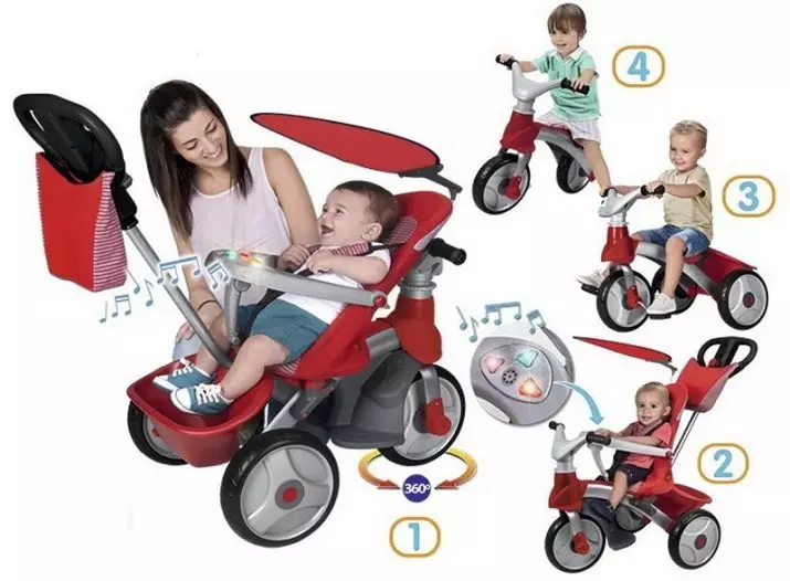 Cotxet de bicicletes per a un nen (45 fotos): selecció de ciclistes tricicles infantils d'1 any, vista general dels models de caminar plegables 8581_36