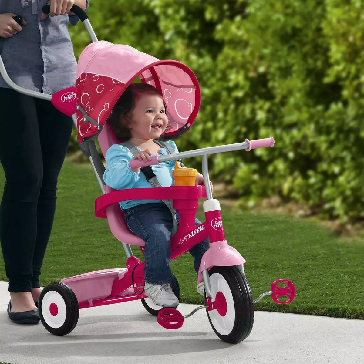Polkupyörän rattaat: Cycle Bells -ominaisuudet äidille, lasten, lasten muuntajan ja aikuisten mallien kanssa 8583_12
