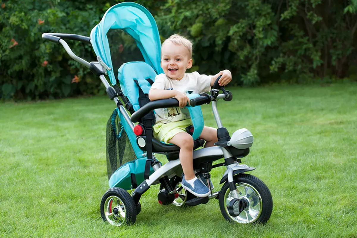 Barnas sykler fra 1 år: Oversikt over trehjulede modeller for barn opptil 3 år, de beste spaserturer transformatorer for ett år gamle barn 8599_36