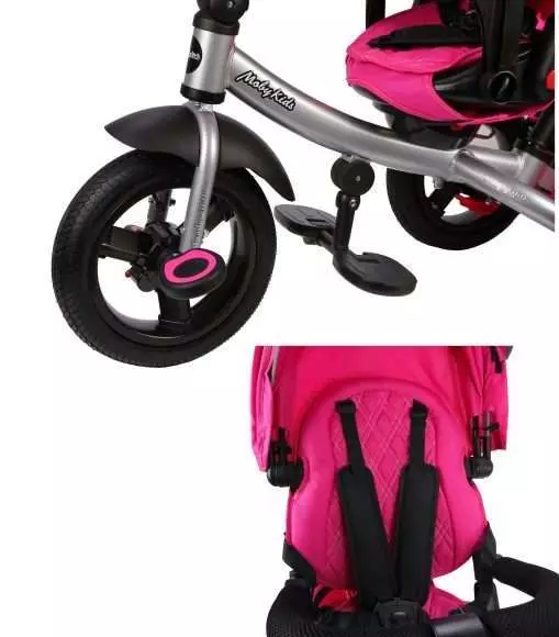 Велосипеди Моби деца: бебе 3 тркала велосипеди удобност и лидер 360 °, шетач трик 10x10 воздух автомобил и други модели 8605_11