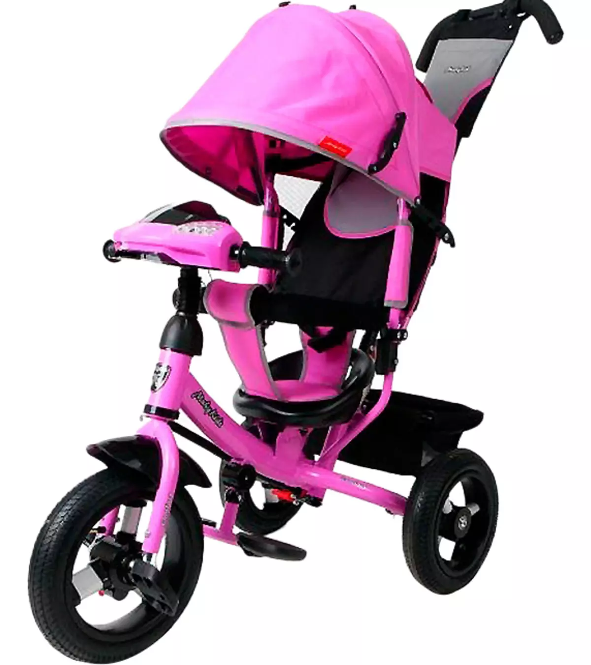 साइकिलें मोबी बच्चे: बेबी 3-व्हील साइकिलें आराम और नेता 360 डिग्री, स्ट्रोलर ट्राइक 10x10 एयर कार और अन्य मॉडल 8605_9
