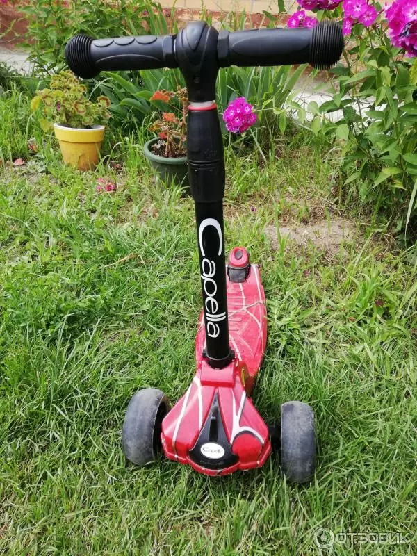 Capella scooters: scooters nke nwere ụkwụ abụọ na nke abụọ na scooter na-arịọ ya na wiil na-adịghị mma ma na-enweghị ha 8654_9