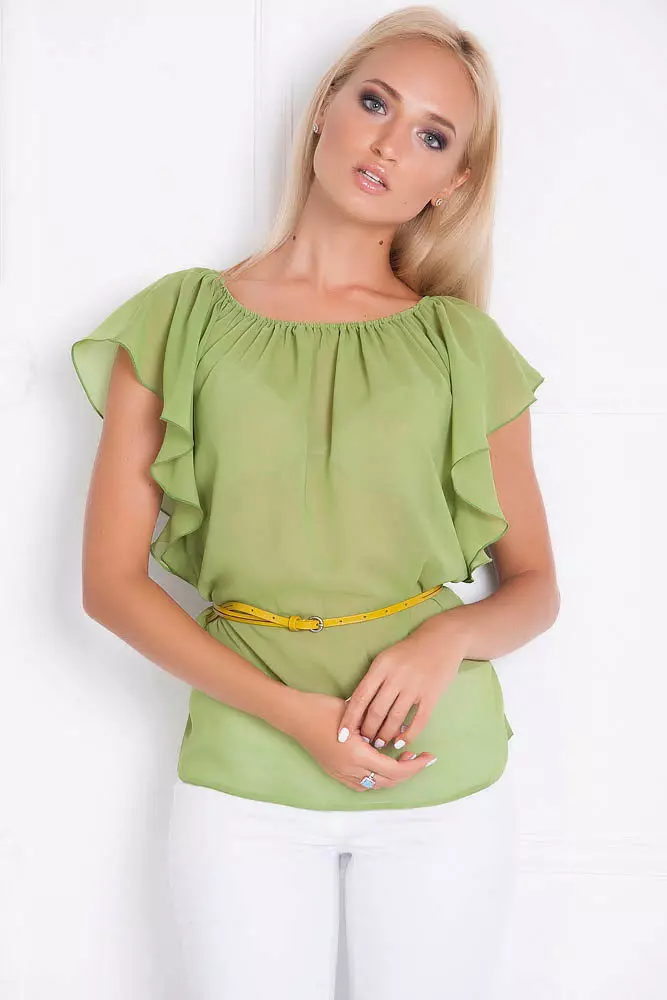 Блуза модели 2021 (170 фотографии): модни трендови, со јаки, кратки ракави 867_97