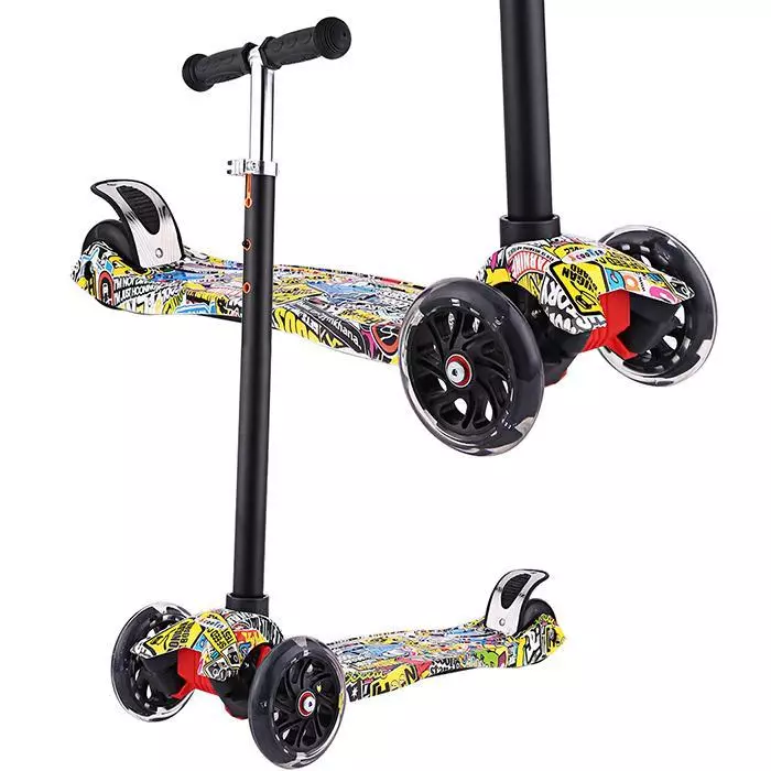 Scooters Baby 3-Wheel (31 Foto): Peringkat dari skuter roda tiga lipat terbaik untuk anak-anak 2-5 tahun. Perangkat dan pilihan 8716_17