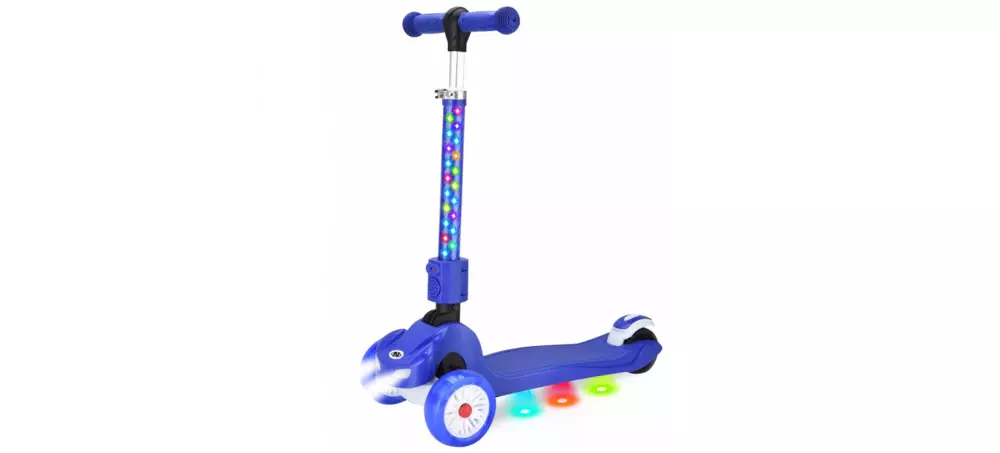 Scooters plegables para niños: ¿Cómo descomponer y doblar los scooters para los niños? Pros y modelos desfavorecidos. 8720_7