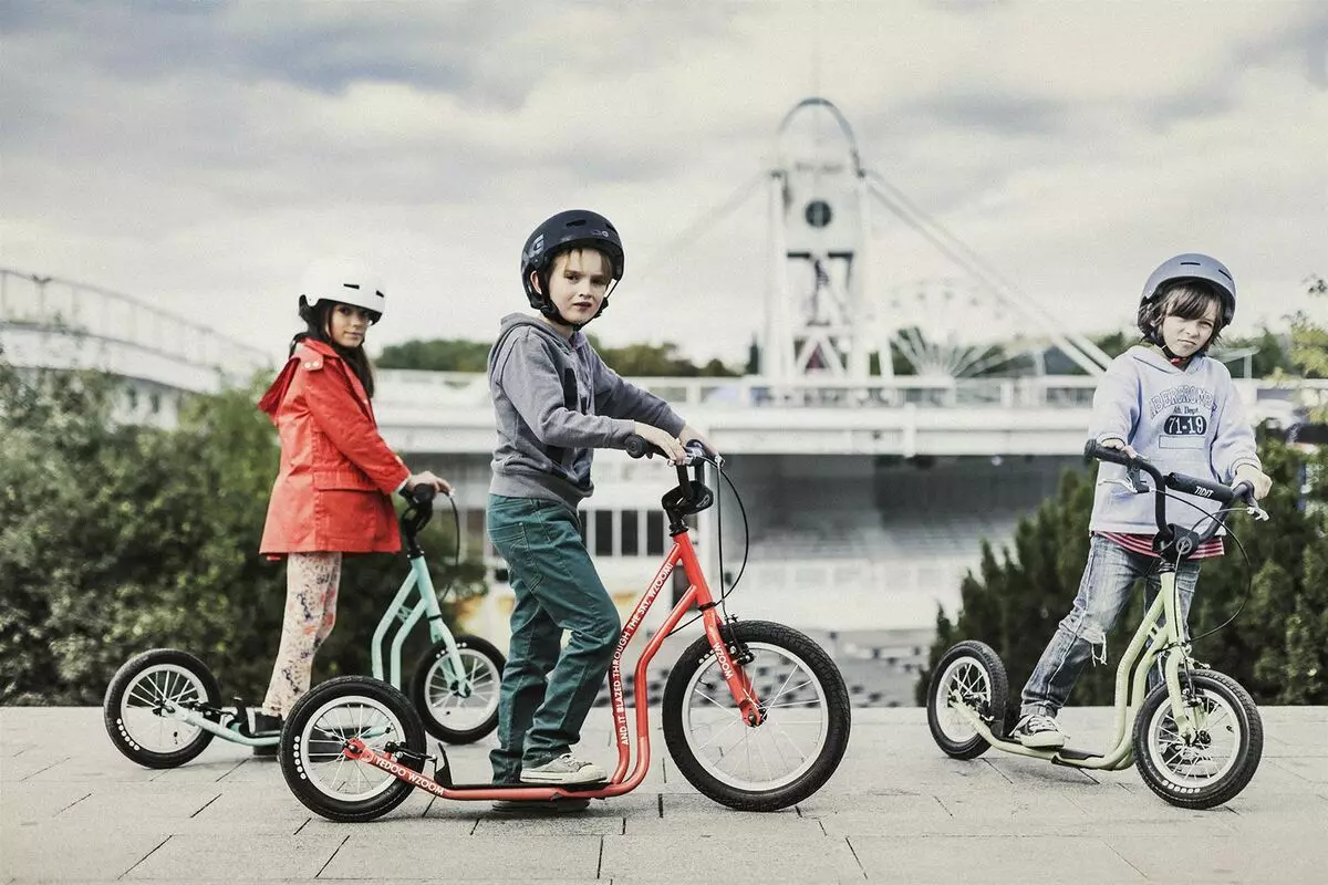 Scooters para niños (55 fotos): ¿Cómo elegir un scooter para los niños? ¿Cómo enseñar a un niño a montar? Clasificación de los mejores modelos con grandes ruedas y pluma para los padres. ¿Qué edad puede montar? 8730_30