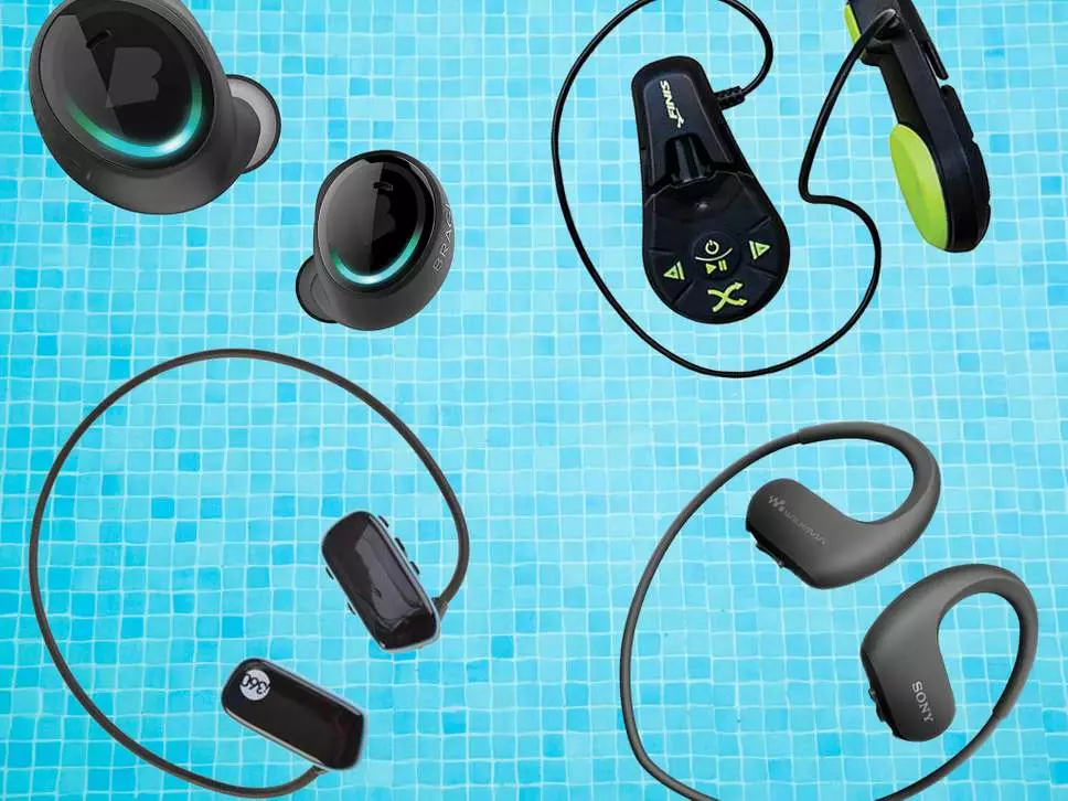 Hovedtelefoner til poolen: Vælg trådløse og kablede modeller til svømning med en spiller og Bluetooth. Sony, JBL og andre mærker 8815_5