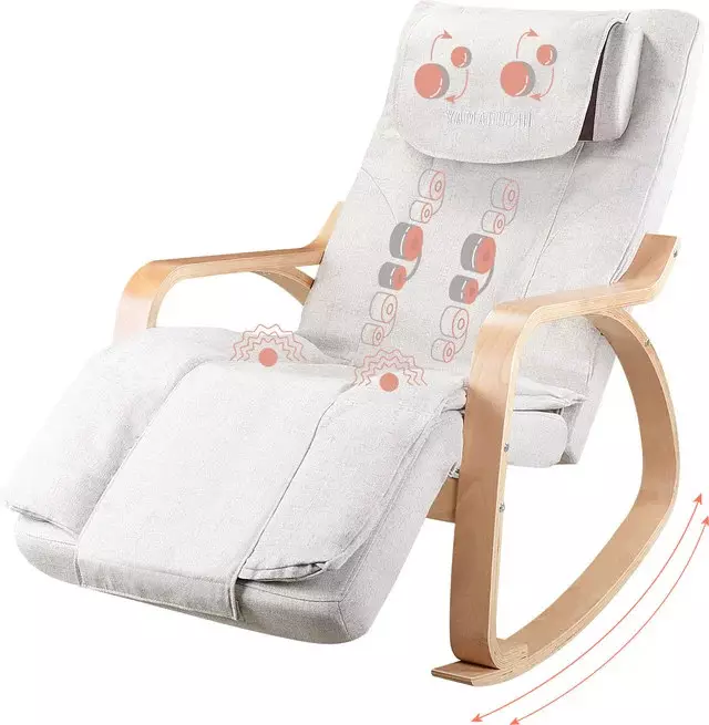Pijat Rocking Chairs: Bagaimana memilih kursi goyang dengan pijatan untuk rumah? Peringkat Model Modern 8857_7