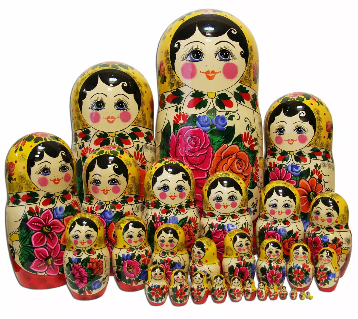 Semenov Matryoshka (24 photos): Abubuwa da zanen da tarihi na fitowan, siffofi na wasan yara factory 8872_20