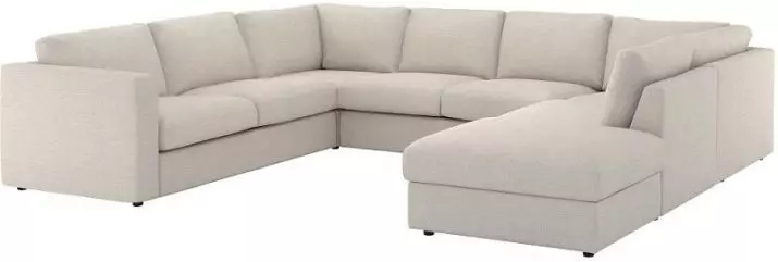 Ikea sofas (50 poto): ranjang sofa sudut sareng tilepan konéng sareng tempat bobo, anu alit ka méja dina armrest sareng modél anu sanés 8911_25