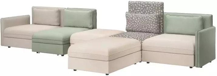 Ikea sofas (50 poto): ranjang sofa sudut sareng tilepan konéng sareng tempat bobo, anu alit ka méja dina armrest sareng modél anu sanés 8911_30