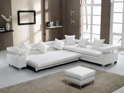 Ikea SoFas (50 surat): Burçly sofa düşekleri we sary örtük, aşhanada kiçijik aşhana, goltak we beýleki modellerde stol bilen stoluň üstünde 8911_40