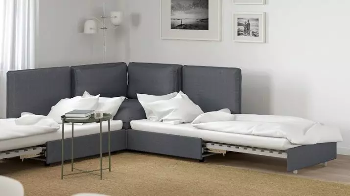 IKEA SOFAS (50 լուսանկար). Անկյունային բազմոցի մահճակալներ եւ դեղին ծալքավոր քնի վայրով, փոքր խոհանոց, բազկաթոռ եւ այլ մոդելներով սեղան 8911_6