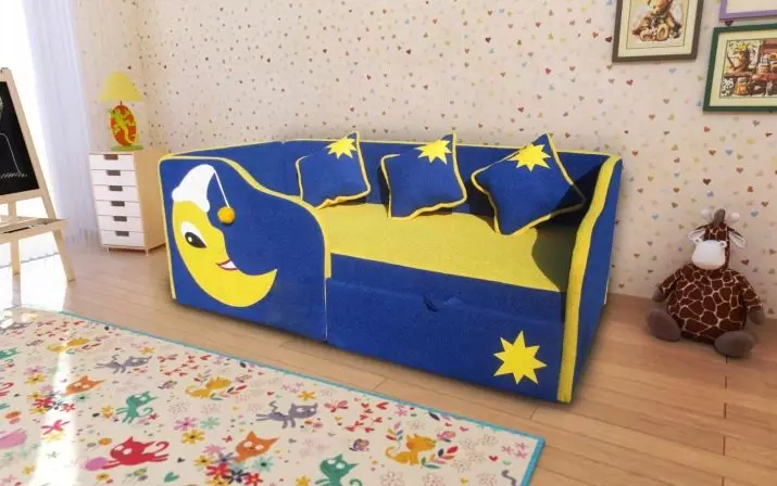 兒童沙發床（60張）：選擇一個折疊的選項變壓器，帶有柔軟的背部和抽屜，為一個男孩和女孩在幼兒園5年 8917_11