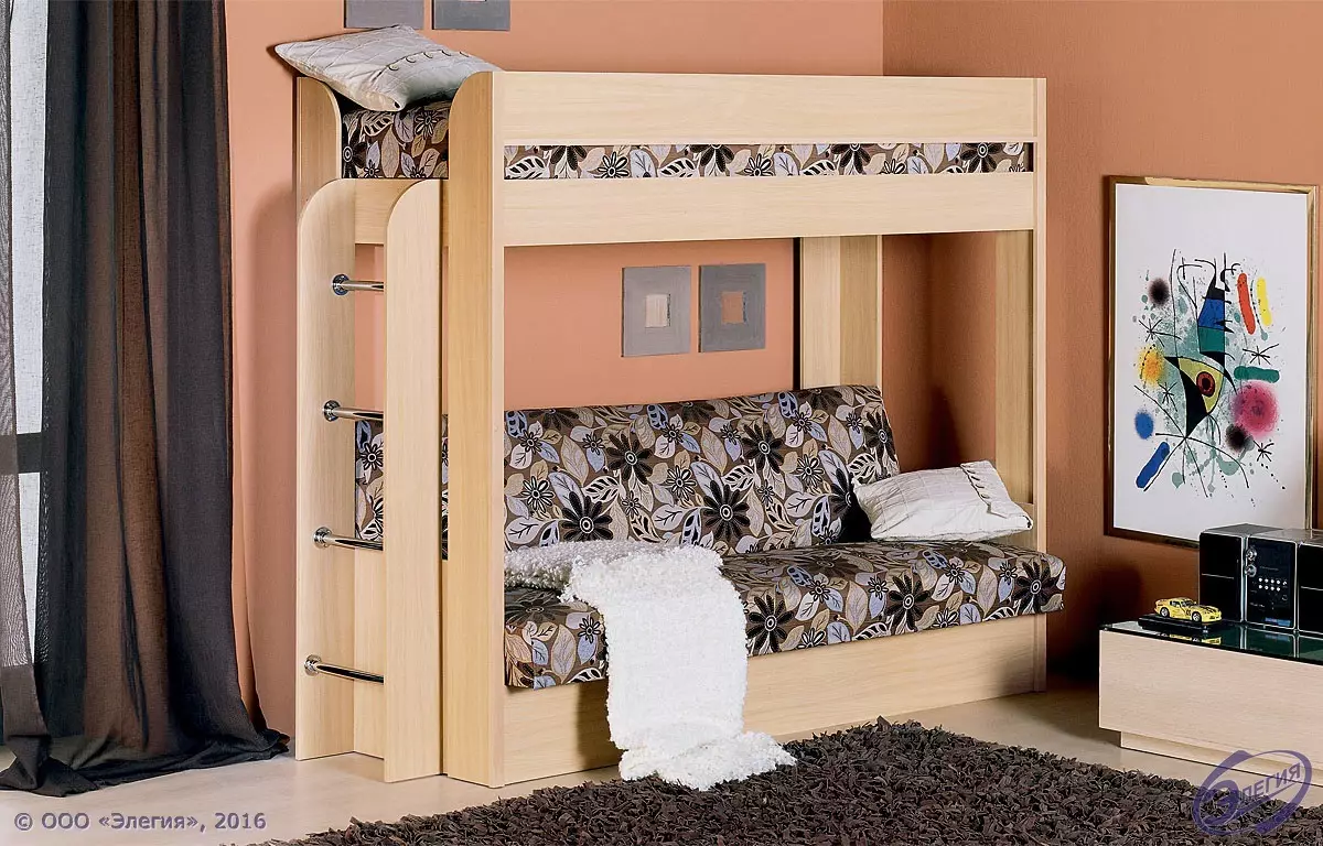 बच्चों के सोफे बिस्तर (60 फोटो): एक नर्सरी कक्ष में 5 साल से एक लड़के और लड़कियों के लिए एक नरम पीठ और दराज के साथ एक तह विकल्प-ट्रांसफार्मर चुनें 8917_33