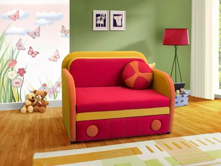 Otroška raztegljiva kavča (60 fotografij): Izberite zložljivo možnost-transformator z mehkim hrbtom in predali za fanta in dekleta od 5 let v soba za vrtce 8917_42