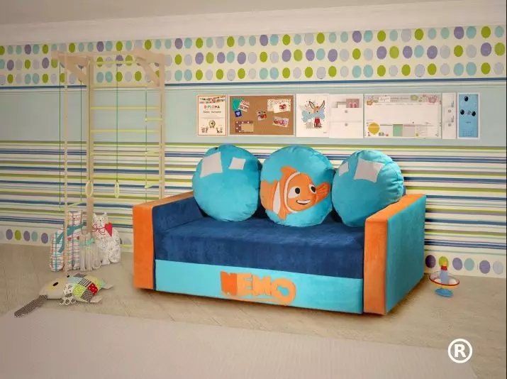 Infantil Sofá cama (60 fotos): seleccione unha opción de transformador de dobrar cunha volta suave e caixóns para un neno e nenas de 5 anos nun cuarto do viveiro 8917_57