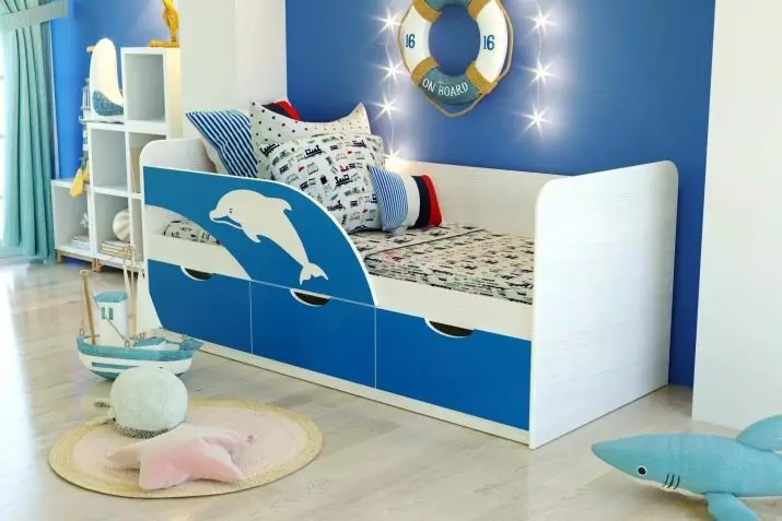 Infantil Sofá cama (60 fotos): seleccione unha opción de transformador de dobrar cunha volta suave e caixóns para un neno e nenas de 5 anos nun cuarto do viveiro 8917_58
