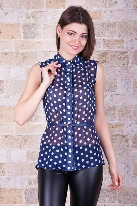 პოლკა dot blouses (54 ფოტო): მოდელები, რომელთანაც ტარება glossing blouses 892_49
