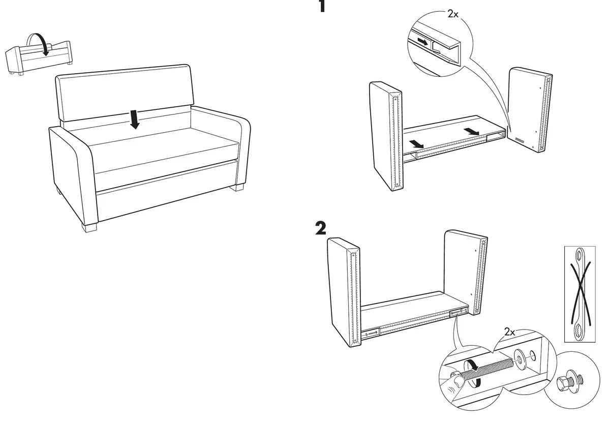 Bagaimana untuk membongkar sofa? Kami membongkar model dengan mekanisme roll-out, sofa sudut dan lurus. Bagaimana untuk mengemas dan pengangkutan? 8953_8
