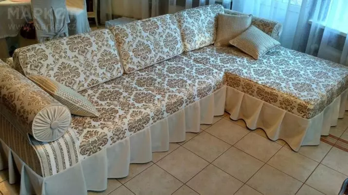 E koahela sofa ka Ottoman: Joang ho khetha stdread, e betla le Cape ho sofa ka sekhutlo le letšehali? U ka apara joang? Likhetho tsa sofa ntle le letsoho le ho tsona 8955_12