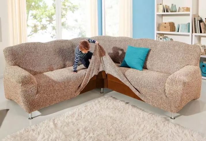 Slučaj na kauču IKEA: odabir prekrivača za kutne sofe bez naslona za ruke, univerzalni poklopci i druge opcije 8963_16