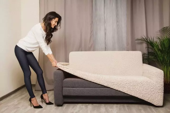 Slučaj na kauču IKEA: odabir prekrivača za kutne sofe bez naslona za ruke, univerzalni poklopci i druge opcije 8963_2