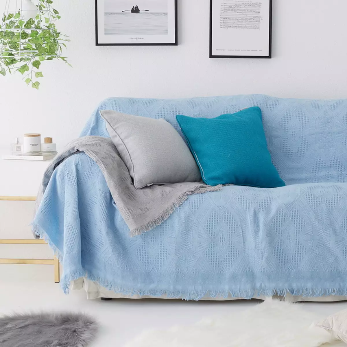 Kaso sa sofa IKEA: Seleksyon ng bedspreads para sa sulok sofas walang armrests, universal cover at iba pang mga pagpipilian 8963_40