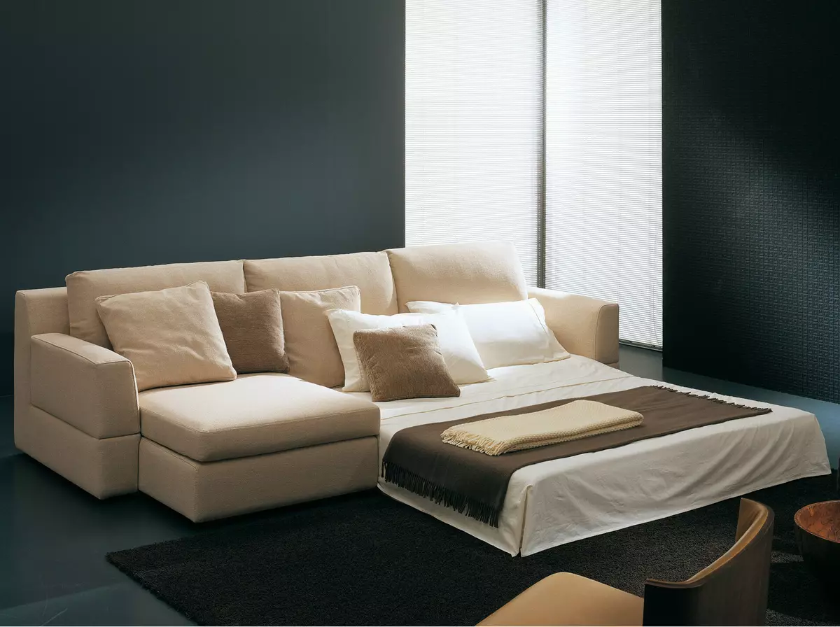 Sofa thấp (22 ảnh): Góc và các mô hình khác có độ vừa thấp, với lưng và không có nó, mô hình gấp nhỏ và lớn 8966_7