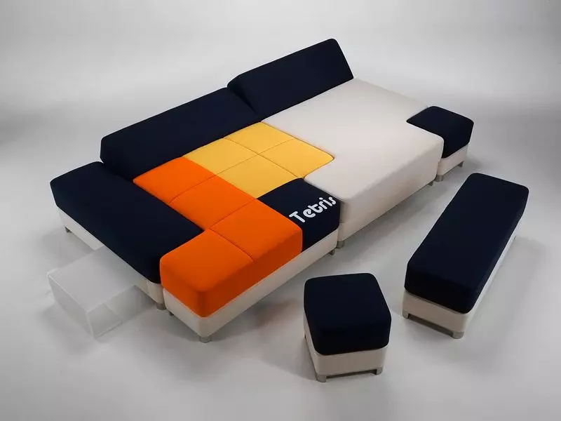 Sofás camas (91 fotos): Como elixir un plegado de cama recta ou modular, con brazos e sen eles? Modelos de 120 cm de ancho e outros tamaños 8979_33