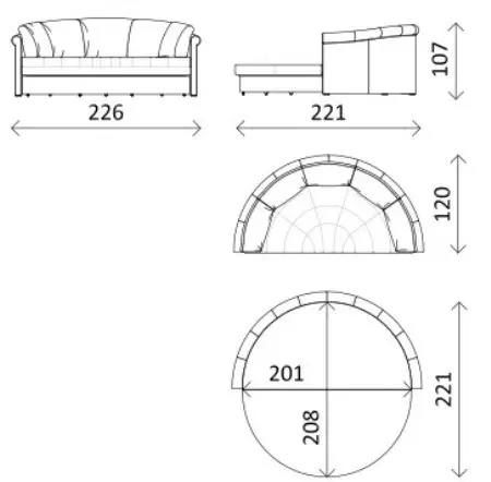 Sofás camas (91 fotos): Como elixir un plegado de cama recta ou modular, con brazos e sen eles? Modelos de 120 cm de ancho e outros tamaños 8979_54