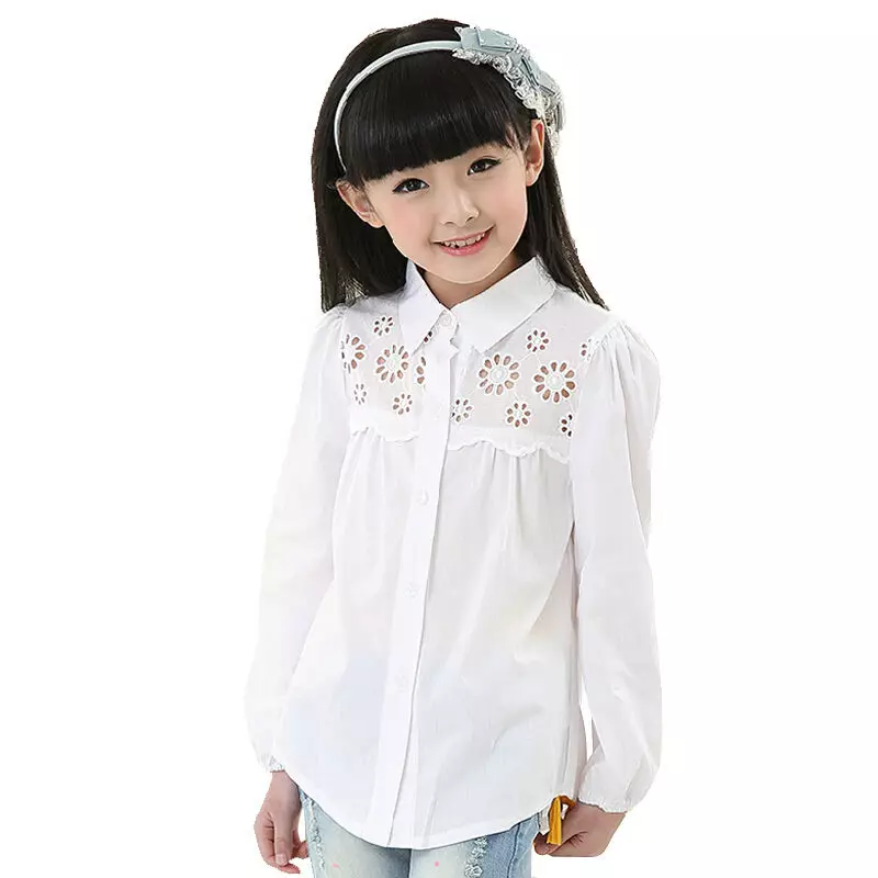 Блузи за момичета за училище (58 снимки): Училищните блузи, елегантни модели, плетени 897_18