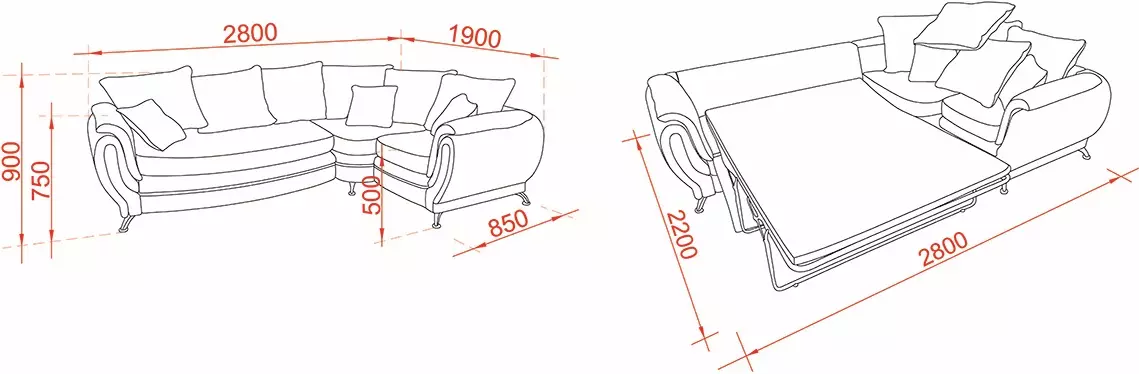 Καναπέδες διπλωμένοι προς τα εμπρός (68 φωτογραφίες): γωνιά ολίσθησης και άμεσων μοντέλων 120-180 cm πλάτος και άλλα μεγέθη, επιλογές μηχανισμών 8980_60