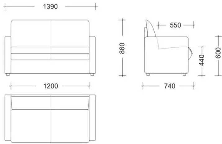 Mali kauč na razvlačenje: mini i kompaktni sofe-krevet od 120 cm široke i više, veličine sklopivih modela 8989_32