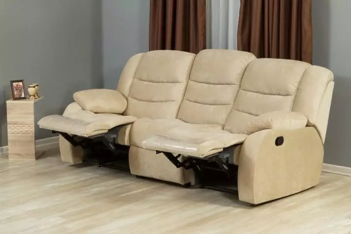 Sofa dengan pengiktirafan mekanisme: dengan tempat tidur sudut dan lurus, dengan pengiklan elektrik, untuk teater rumah, double dan triple 8996_37