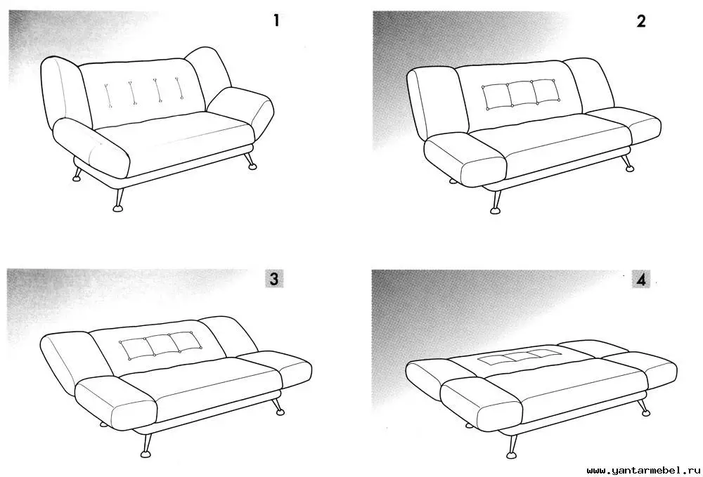 Katil sofa dengan tilam ortopedik: memilih untuk menggunakan harian roll-out dan sofa lipat dengan tilam musim bunga dan anatomi 8999_37