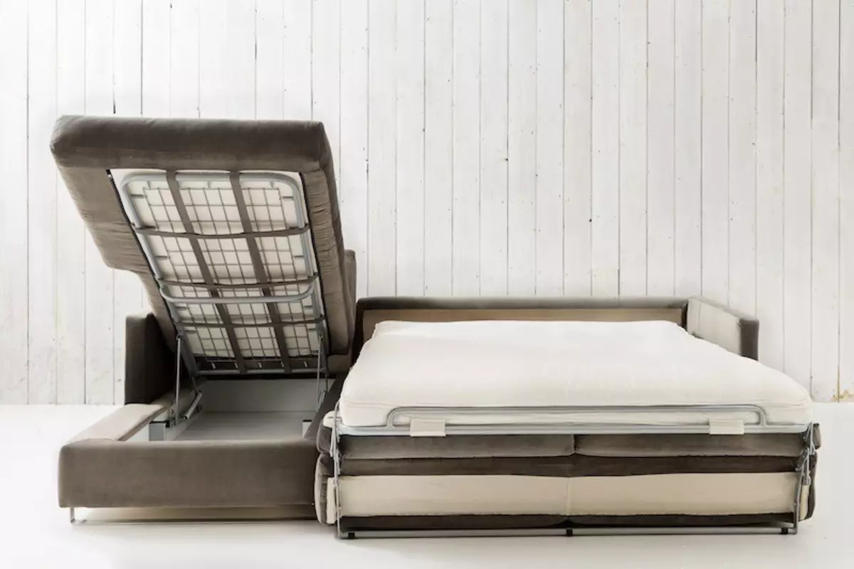 Katil sofa dengan tilam ortopedik: memilih untuk menggunakan harian roll-out dan sofa lipat dengan tilam musim bunga dan anatomi 8999_43