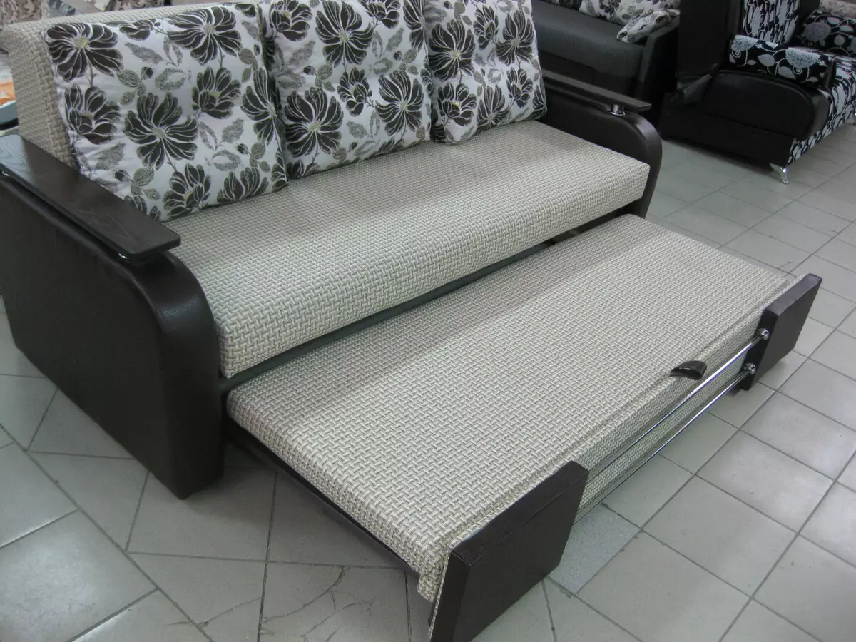 Katil sofa dengan tilam ortopedik: memilih untuk menggunakan harian roll-out dan sofa lipat dengan tilam musim bunga dan anatomi 8999_45