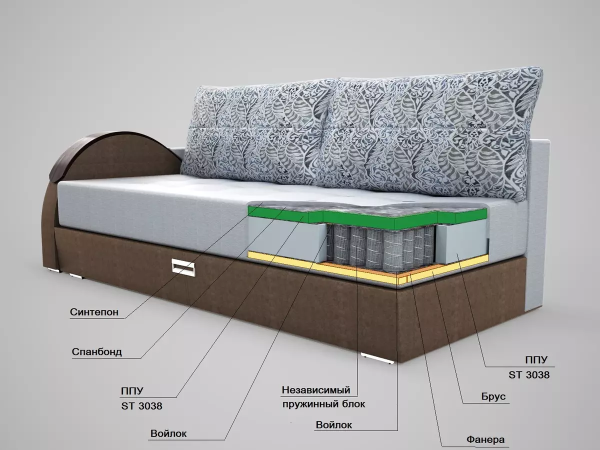 Giường sofa với một tấm nệm chỉnh hình: Chọn để sử dụng hàng ngày Sofa lăn và gấp ghế sofa với lò xo và nệm giải phẫu 8999_51