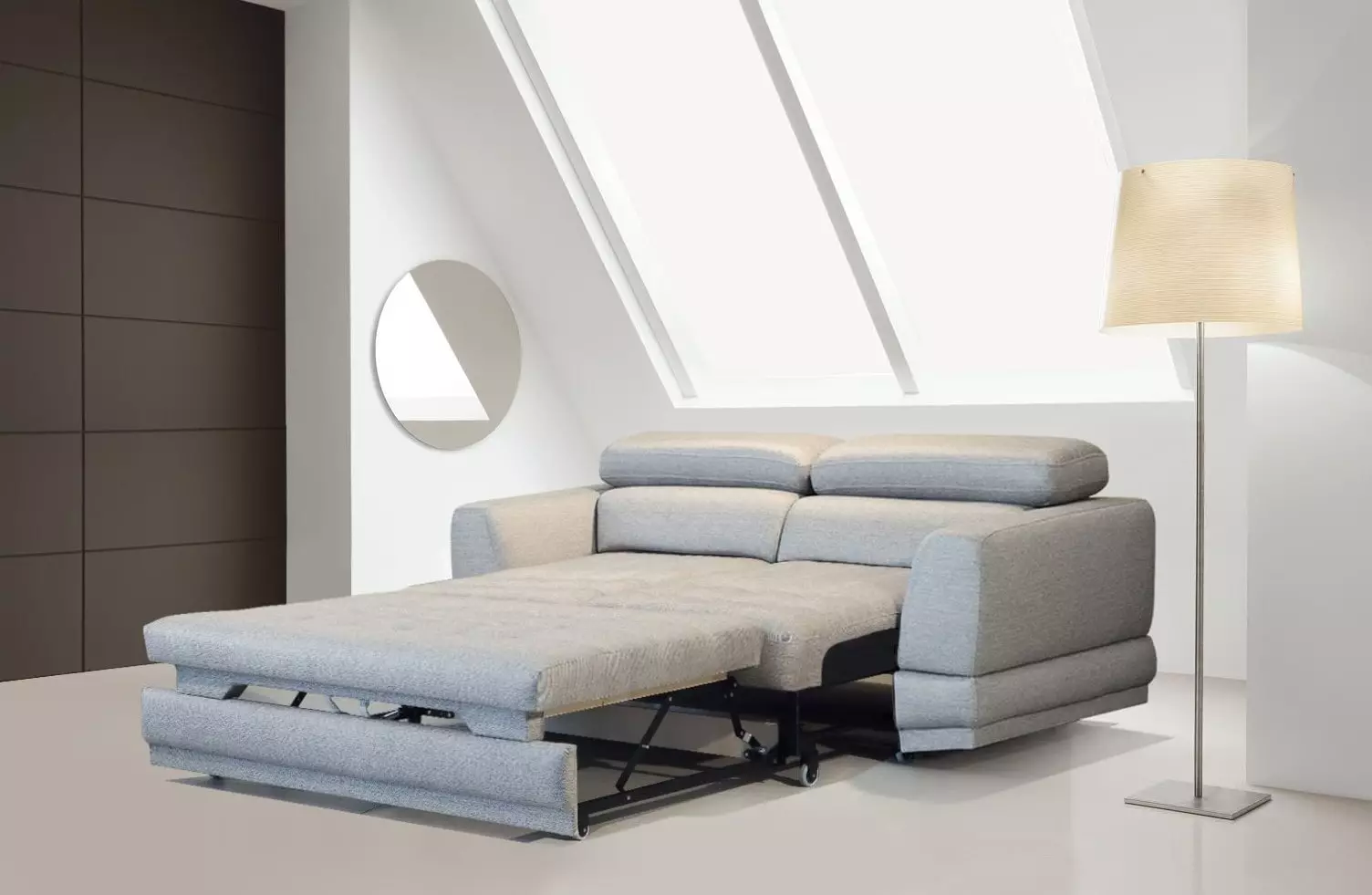 Katil sofa dengan tilam ortopedik: memilih untuk menggunakan harian roll-out dan sofa lipat dengan tilam musim bunga dan anatomi 8999_71