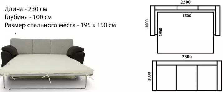 Tilepan Double Sofas: ukuran, milih hiji sofa tilepan 2-seater 9015_26