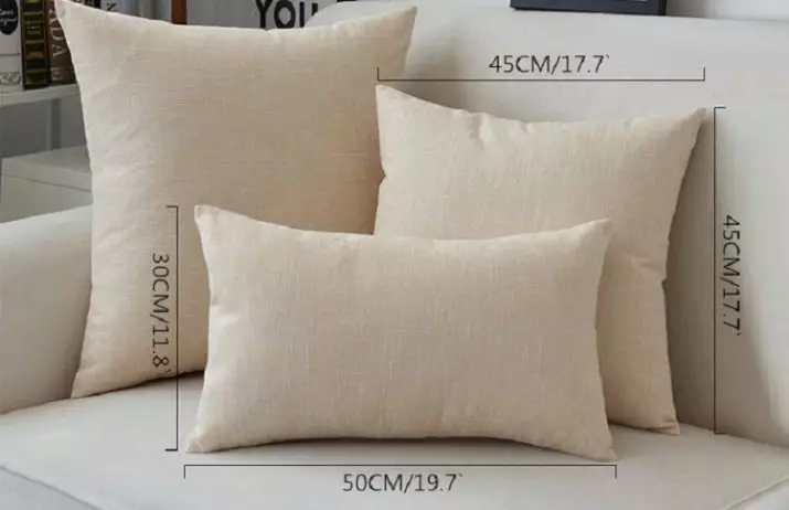 Almohadas para el sofá (56 fotos): almohadas suaves grandes y pequeñas decorativas en un sofá profundo, tamaños estándar, rectangular y redondo 9016_26