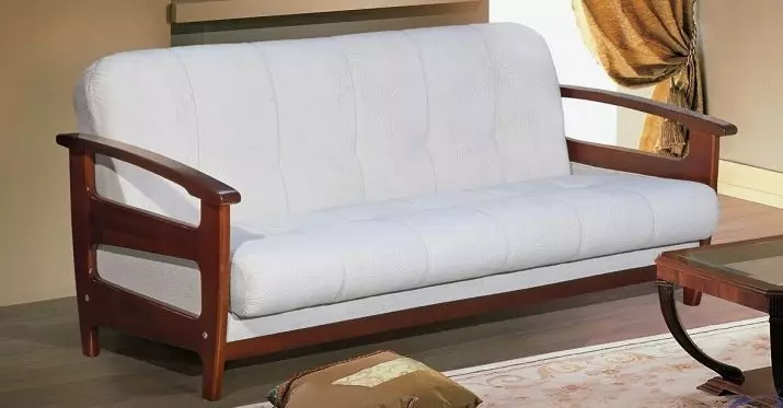 sofás de madera: a partir de una matriz de pino y haya, los modelos en el marco y de madera con espalda, plegable sofás angulares y rectos unprofinal 9023_18